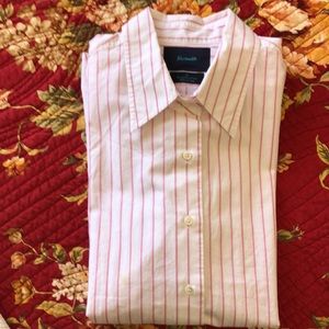 Facconable blouse. Pink/white stripe. Sz 12